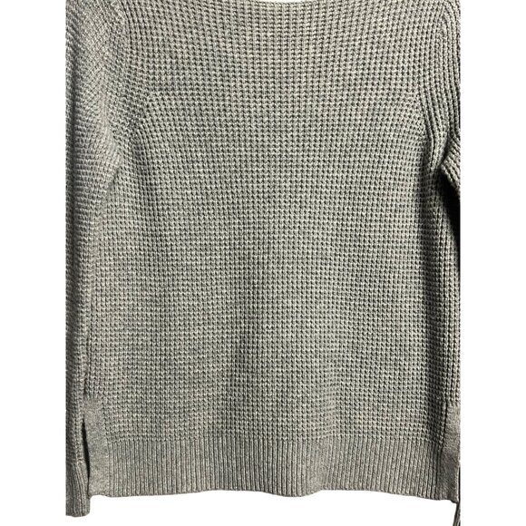Gap Women's Grey Sweater Minimalist Medium Wool Blend Waffle Knit Crew Neck Warm - Picture 4 of 16